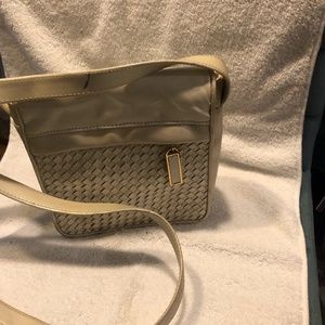 Cream leather crossbody